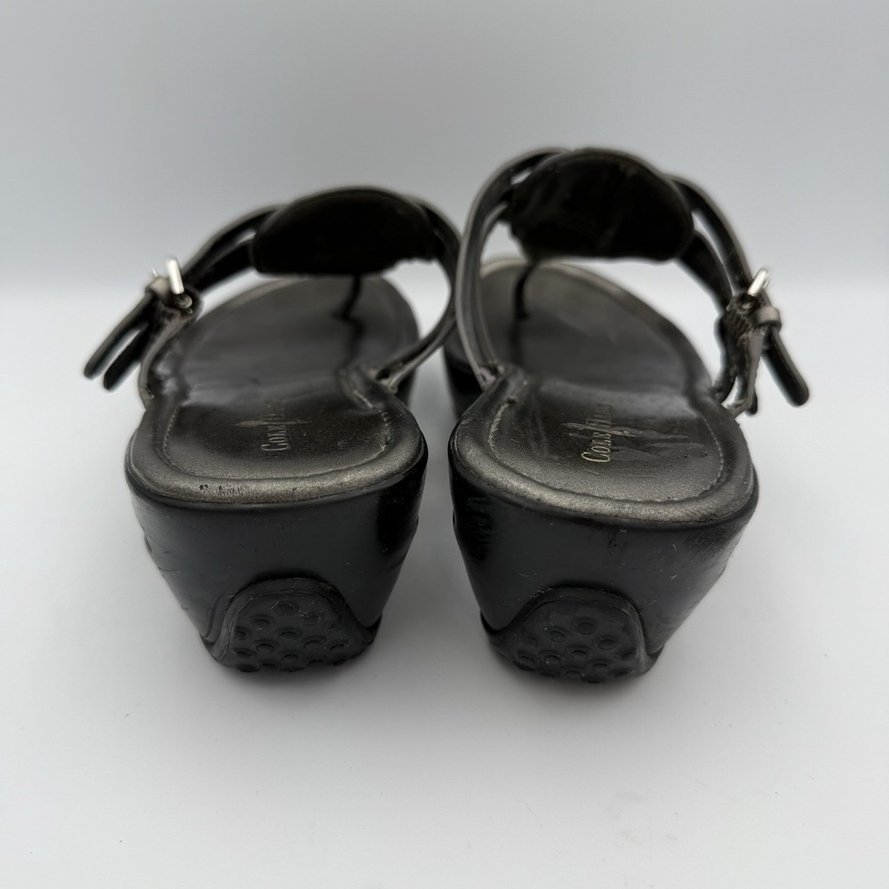 Cole Haan NikeAir Women's Wedge Sandals‎ Size 8 Metallic Gray Leather Thong - Picture 3 of 11